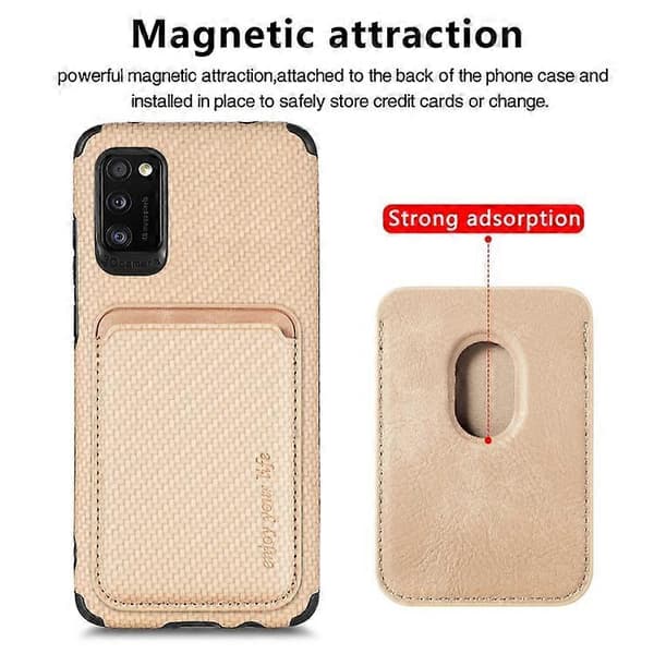 För Samsung Galaxy A41 kolfiberläderkort Magsafe Phone Case