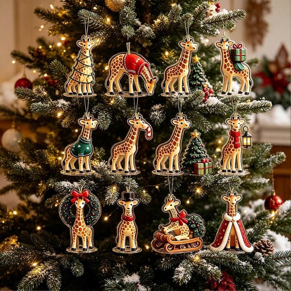 24-dagers sjiraff-julekalender - 2D akrylfigur-nedtelling