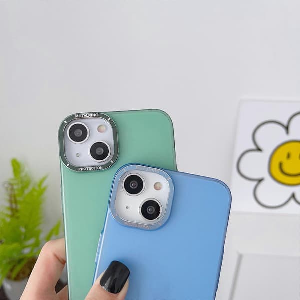 Til iPhone 13 Frosted Metal Lens Frame PC-telefoncover