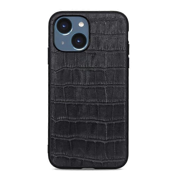 Til iPhone 14 Krokodille Tekstur Læder Telefoncover (Sort)