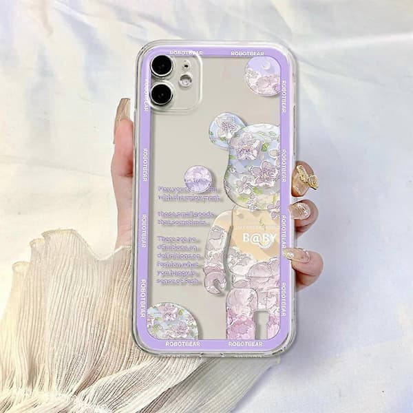 Violent Bear 3D blødt TPU-telefoncover til iPhone 13 Pro Max (lilla)