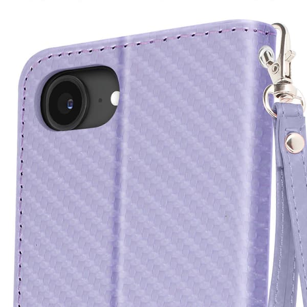 Carbon Cover til iPhone 16e Pung med remstøtte, Lavendel