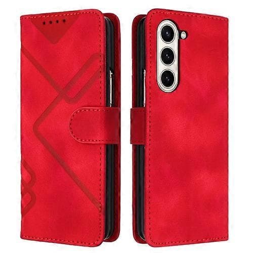 Til Samsung Galaxy Z Fold5 Line Pattern Skin Feel Læder Telefoncover
