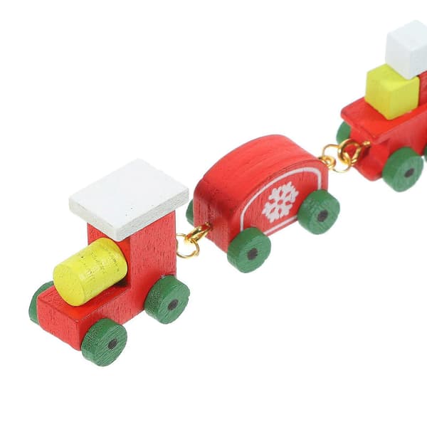 Julepynt Pull-back biler Dukkehus dekoration Mini tog Miniature model Rød træ barn