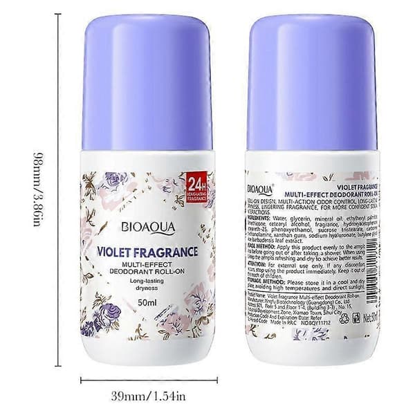BIOAOUA Deodorant Roll-On - Langvarig 24H Lugteliminering & Ingen Klæbrige Rester