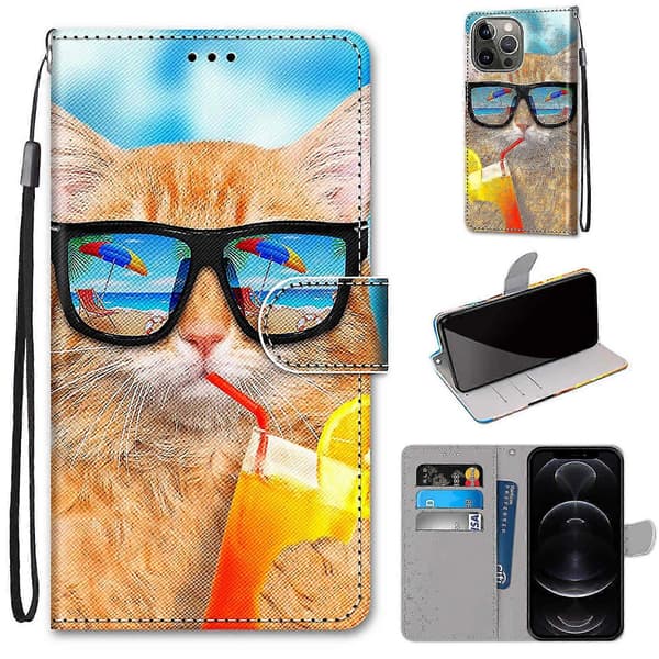 Etui til iPhone 13 Pro Katt som drikker brus mobildeksel