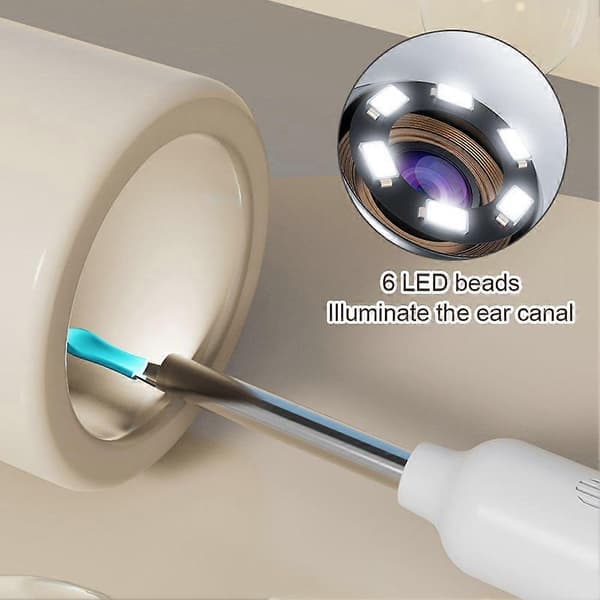 Wireless Smart Otoscope Visual Ear Cleaner Earwax Removal Tool Kit With Light Wifi Ear Endoscope For Iphone Ipad Android (Black)