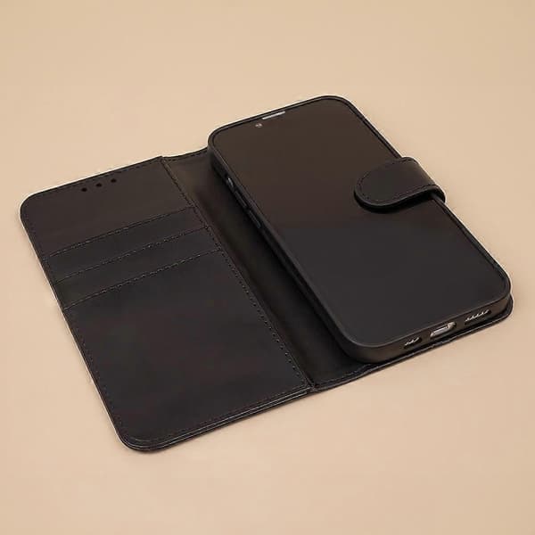 iPhone 16 - Bogomslag Etui Mobilpung Sort