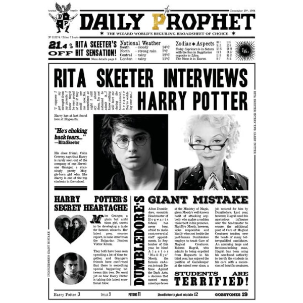 A3 print - Harry Potter - Daily Prophet - Rita Skeeter Interview Multicolor