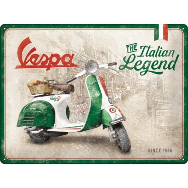 Metallskylt 30Ã—40 cm Vespa The Italian Legend multifärg