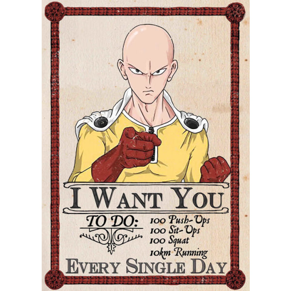 A3 Print - One Punch Man - Caped Baldy - I Want You multifärg