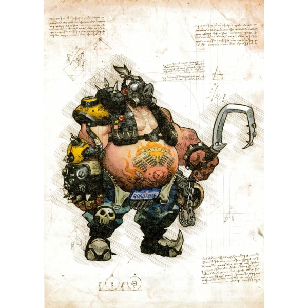 A3 Print - Overwatch artwork - Roadhog Multicolor