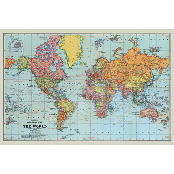 Stanfords General Map Of The World (Colour) - Världskarta Multicolor
