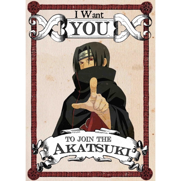 A3 Print - Naruto - Jeg vil have dig til at deltage i AKATSUKI Multicolor