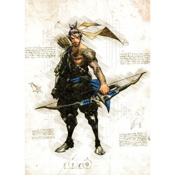 A3 Print - Overwatch artwork - Hanzo multifärg