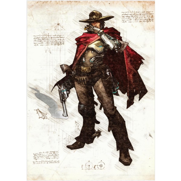 A3 Print - Overwatch artwork - Mc Cree multifärg