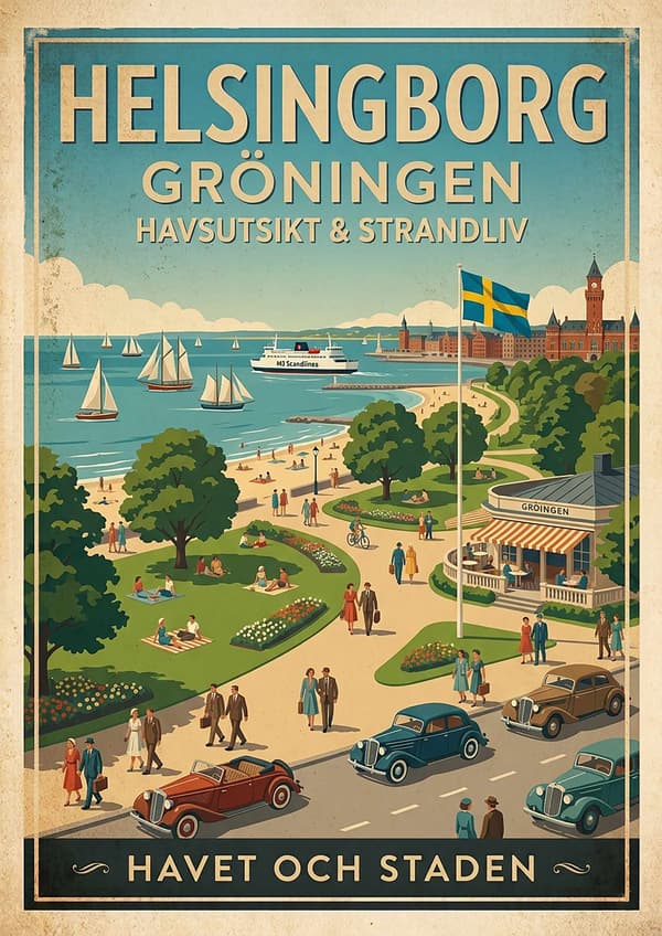 A3 Print - Helsingborg – där havet möter staden multifärg