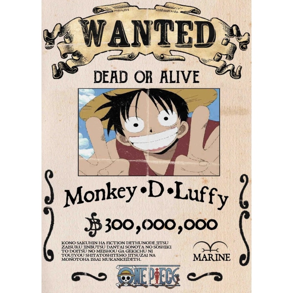 A3 Print - One Piece - Luffy Wanted multifärg