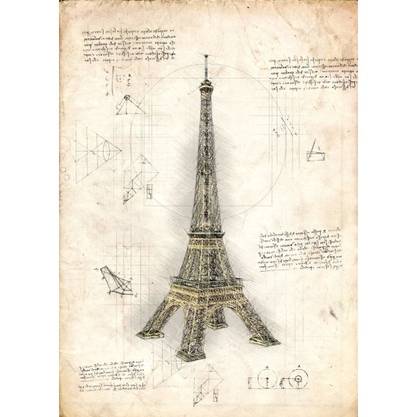 A3 Print - Eiffeltornet - Eiffel Tower Paris multifärg