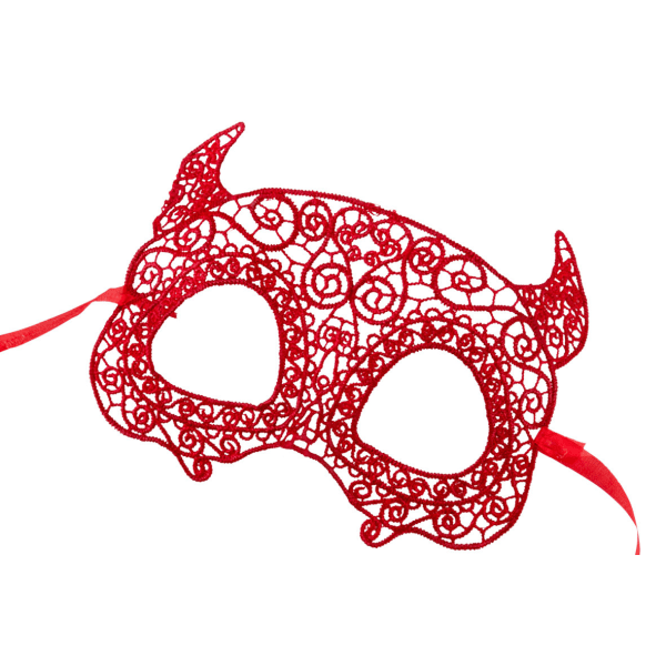 Ansiktsmask - Devil mask in red Fabric Macrame multifärg