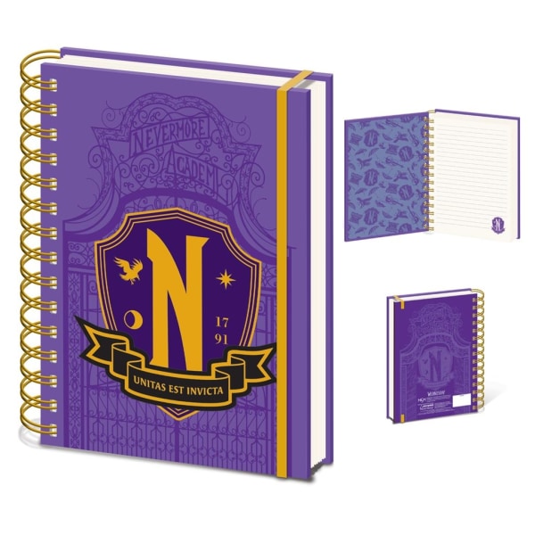 WEDNESDAY (NEVERMORE SHIELD) A5 WIRO NOTEBOOK Multicolor