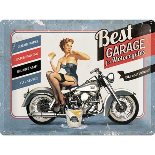 Metallskylt 30Ã—40 cm Best garage for motorcycles multifärg