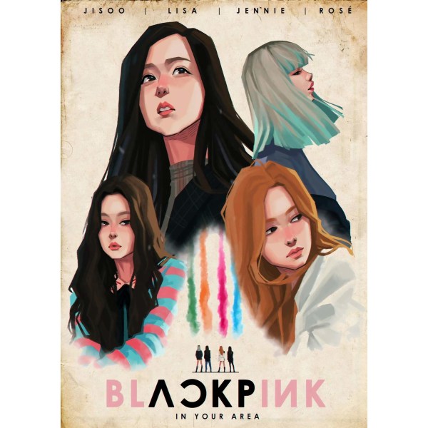 A3 Print - K Pop - Black Pink 3 multifärg