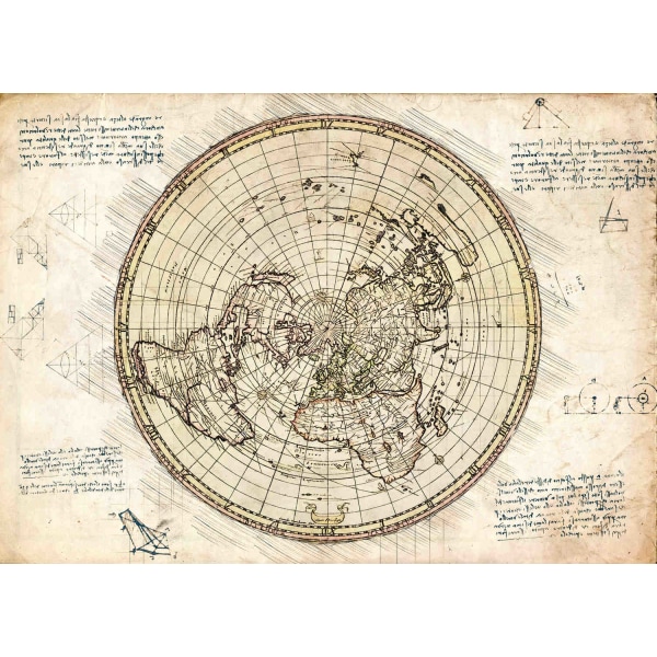 A3 Print - Map - Flat earth - Karta Multicolor