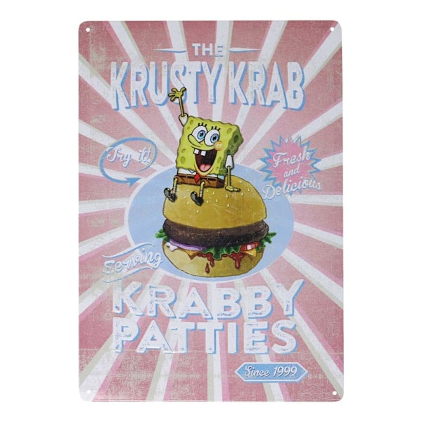 Metallskylt 20cm x 30 cm SpongeBob - SvampBob Fyrkant - Sign Krusty Krab multifärg