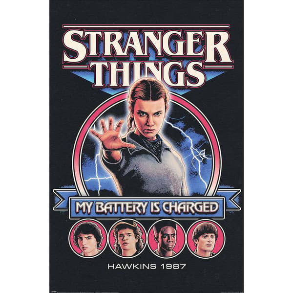 Poster - STRANGER THINGS 5 (MY BATTERY IS CHARGED) multifärg