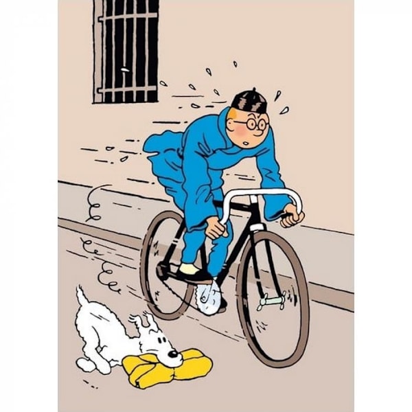 Tintin - Plastficka A4 - Blå Lotus - Tintin på Cykel Multicolor