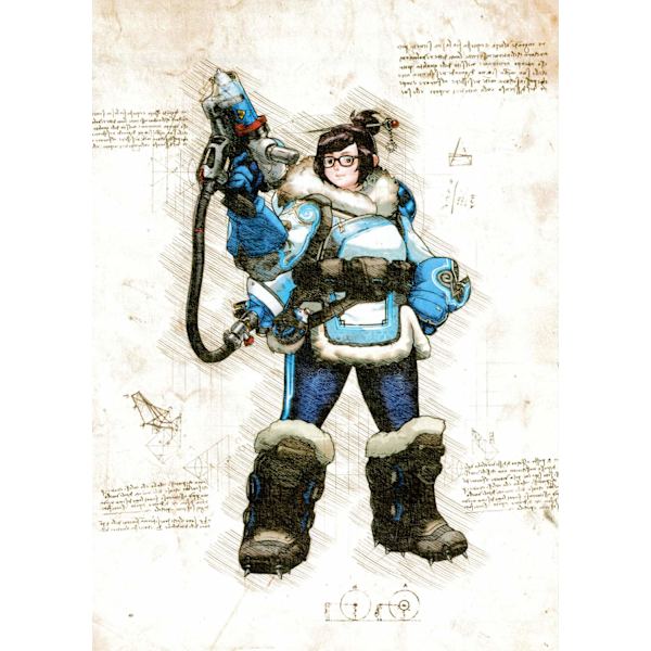 A3 Print - Overwatch artwork - Mei multifärg