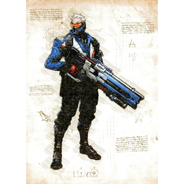 A3 Print - Overwatch artwork - Soldier Multicolor