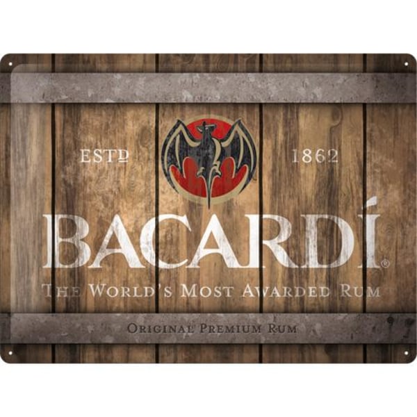 Metallskylt 30Ã—40 cm Bacardi - Wood Barrel multifärg