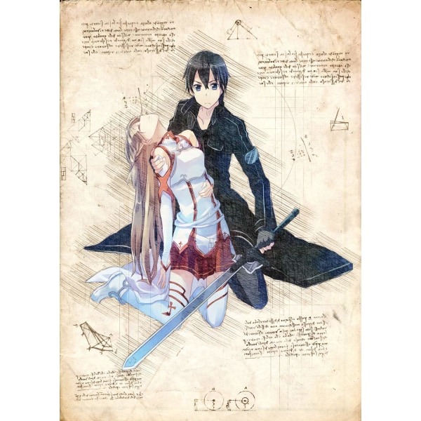 A3 Print - Sword Art Online 3 Asuna and Kirito Multicolor