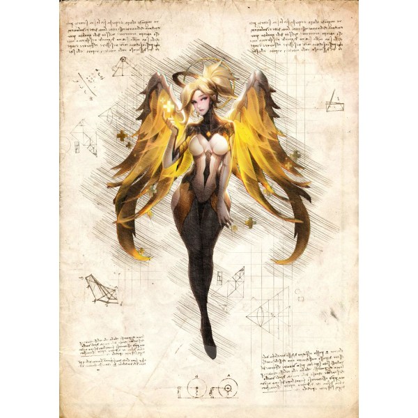 A3 Print - Overwatch artwork - Mercy v2 Multicolor