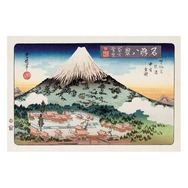 Utagawa Toyoku - Evening Snow  Mt. Fuji - Asiatisk konst multifärg