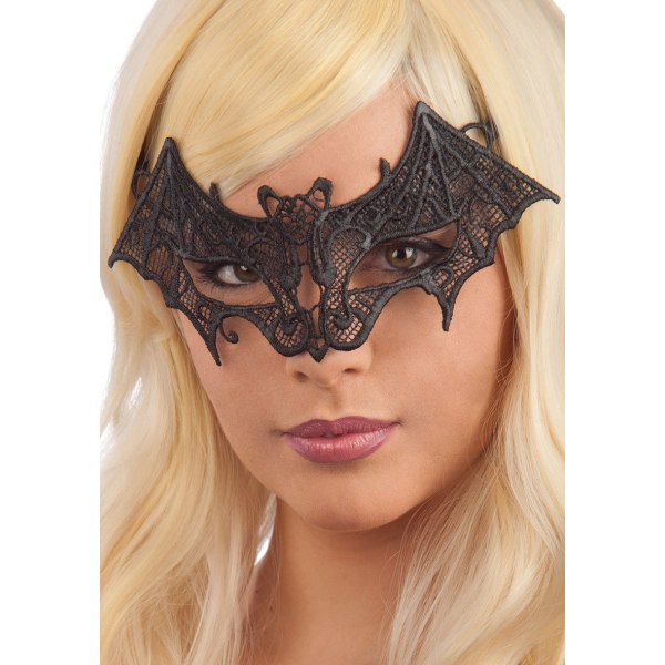 Ansiktsmask - Bat Mask in black Fabric Macrame multifärg