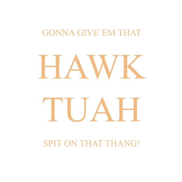 A3 Print - HAWK TUAH - SPIT ON THAT THANG - Orange text Multicolor