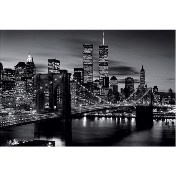 New York - Brooklyn bridge - Twin Towers Multicolor