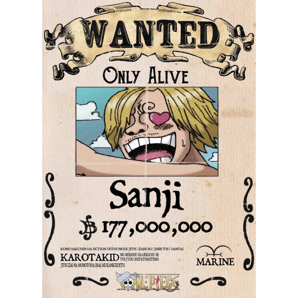A3 Print - One Piece - Sanji Wanted Multicolor
