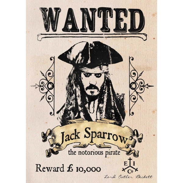 A3 Print - Pirates of the Caribbean - Wanted - Jack Sparrow Multicolor