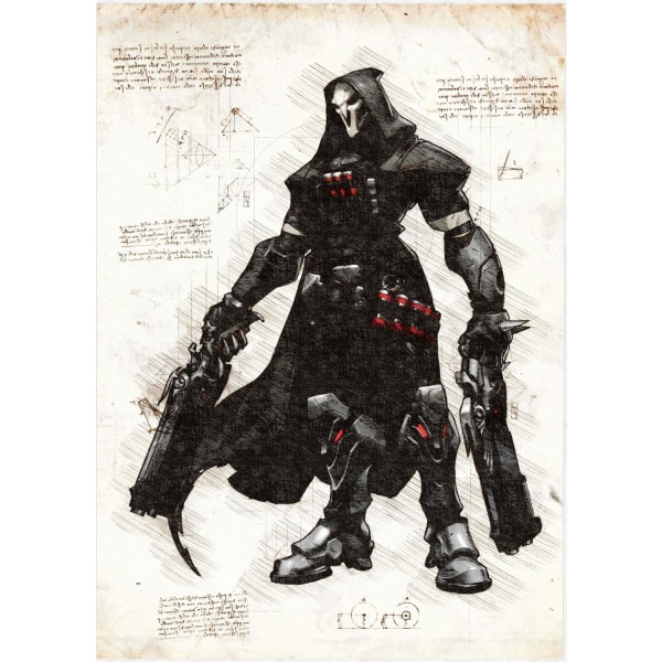 A3 Print - Overwatch artwork - Reaper Multicolor