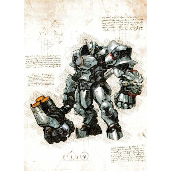 A3 Print - Overwatch artwork - Reinhardt multifärg