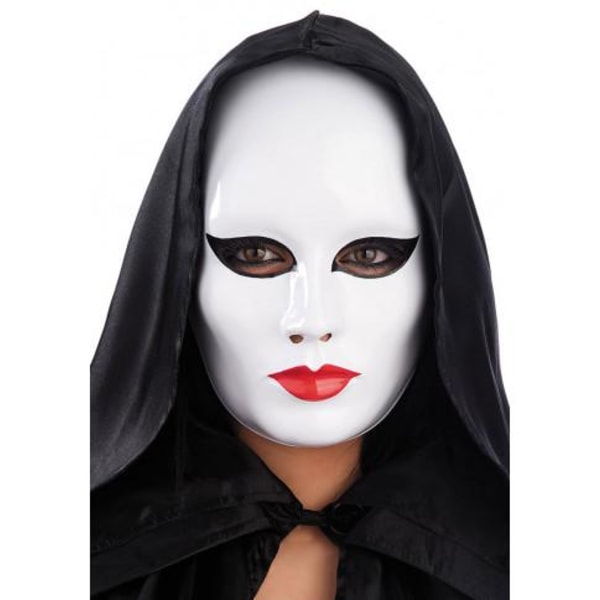Ansiktsmask - Vit mask med makeup. multifärg