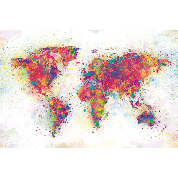 World Map - Colour Splash - Världskarta multifärg
