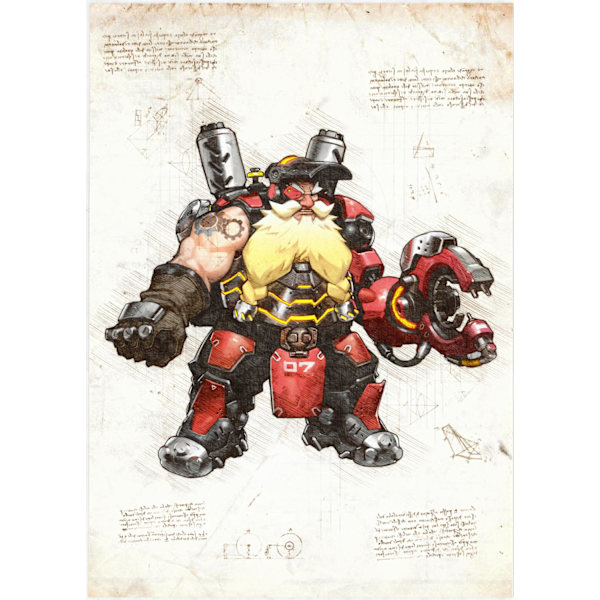 A3 Print - Overwatch artwork - Torbjorn multifärg