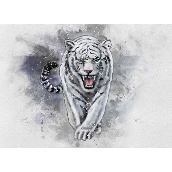 A3 Print - White Tiger - Vit tiger multifärg