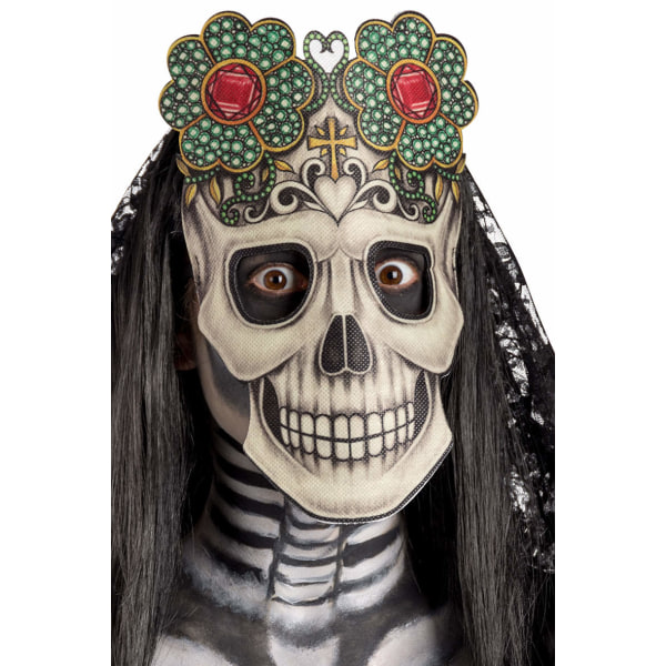 Ansiktsmask - Skull mask with flowers multifärg