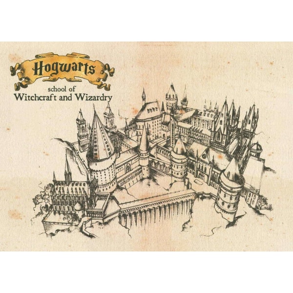 A3 print - Harry Potter - Hogwarts Skole Multicolor